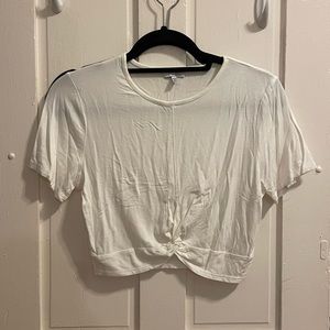 White front knot crop top